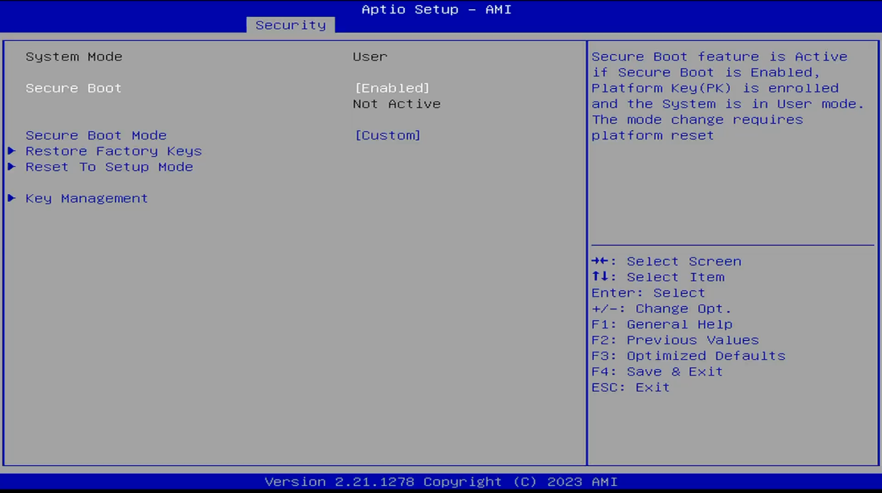 ARROW Secure Boot Configuration
